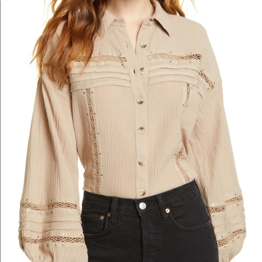 Free People Summer Stars Button Down Shirt